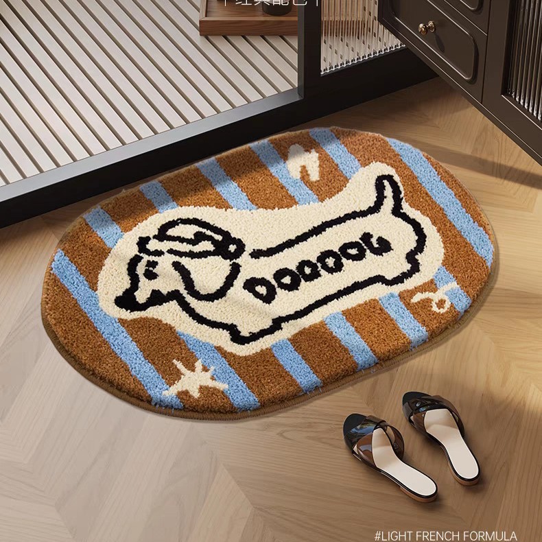Cartoon Style Sausage Puppy Imitation Cashmere Floor Mat Bathroom Toilet Foot Mat Home Decorative Carpet Temu Dropshipping