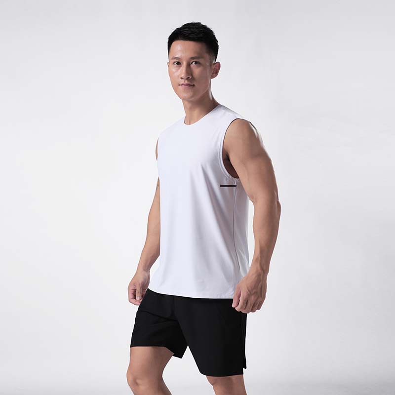 Verano hombres Fitness correr Chaleco de secado rápido cuello redondo suelta absorción de humedad transpirable sin mangas en stock logotipo impreso personalizado