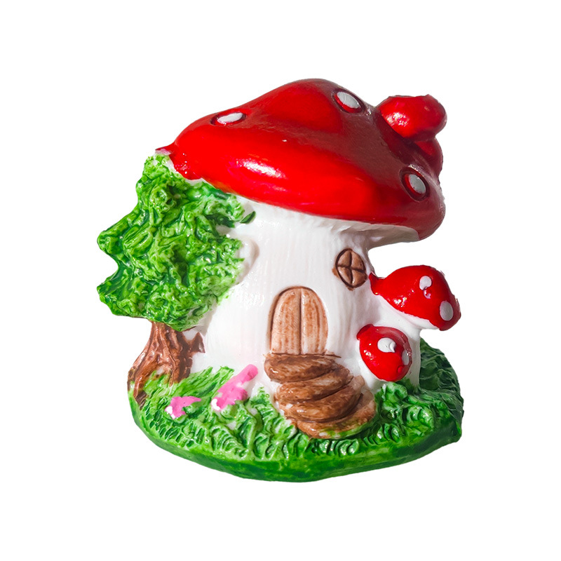 Venta caliente casa de hongos rojos decoración de micro paisaje artesanías de resina accesorios de decoración de sueños de cuento de hadas de bricolaje en stock
