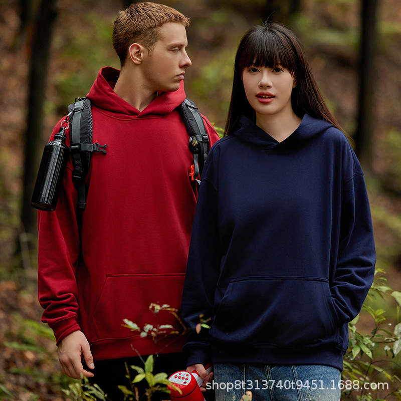 Otoño e invierno puro algodón con capucha pesado suelto color sólido ropa de trabajo ropa de grupo ropa publicitaria ropa de trabajo suéter impresión personalizada logotipo