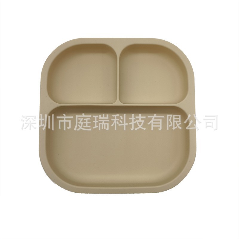 Plato para niños plato de rejilla de silicona cuadrado plato de suplemento de alimentos para bebés integrado tres Placa de rejilla lechón resistente a la caída de calidad alimentaria