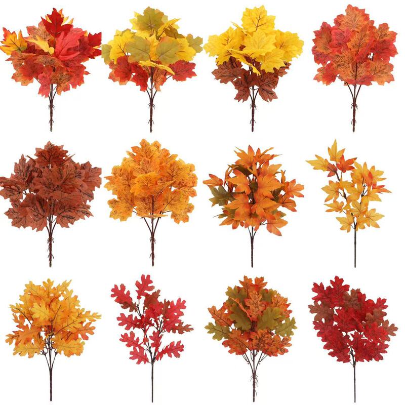 Halloween Autumn Simulation Maple Leaf Home Scene Arrangement Decoration Fake Flowers Thanksgiving Flower Arrangement Artificial Green Plants Wholesale