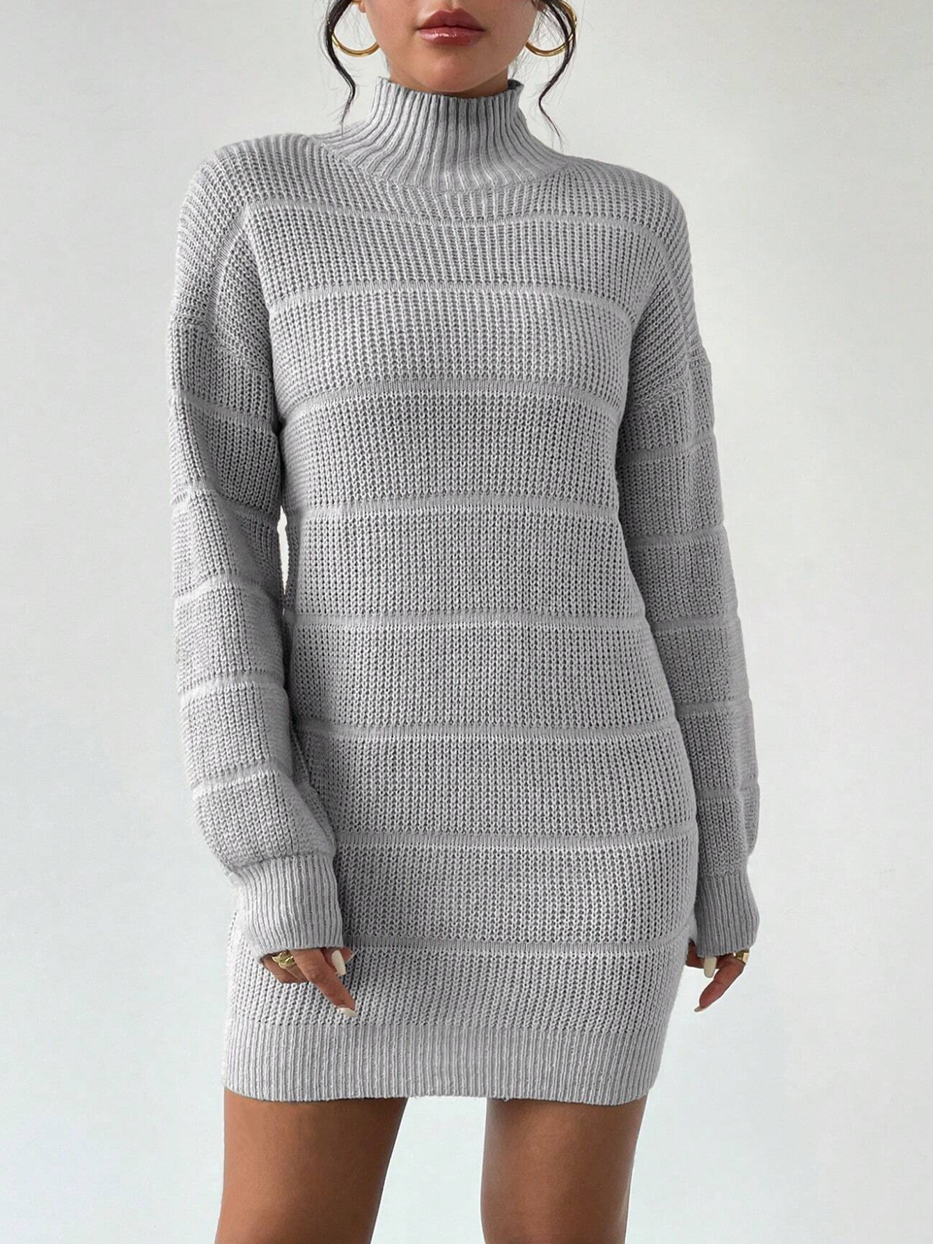 464g Weight Above Knee Dress Length Type Long Sleeve Sleeve Length Sheath Dress Dresses Type Regular Sleeve Sleeve Type Polyester Fabric Type Mid Waist Waist Line Daily Occasion Turtleneck Neckline Slim Fit Type Solid Color Pattern Winter, Autumn Season Women's Gender Casual, Elegant Style Wholesale Women's Casual Elegant Solid Color Daily Turtleneck Long Sleeve Sheath Dress 11