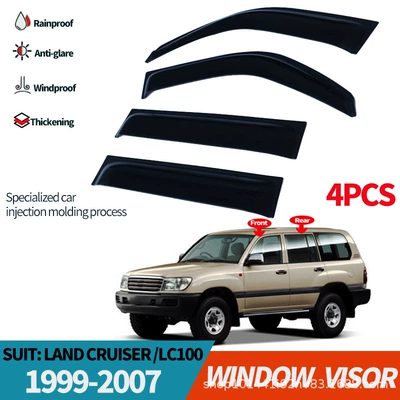 020304050607 old 4700 LC100 rain shield land cruiser 4500 car door rain eyebrow rain ride modification (Rain shield) - dark-brown-translucent-injection-molding-widened-and-thickened-4pcs-land-cruiser-lc100j100-1999-2007-pc-without-bright-strips-and-no-standard-models