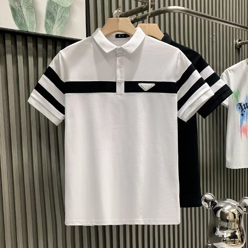 Camiseta de manga corta polo para hombre 2025 nuevo verano inglés marca de moda tendencia rufián guapo rojo solapa media manga