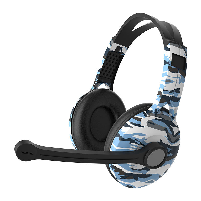 Nuevo auriculares camuflado recubrimiento UV impresión llamada reducción de ruido juegos de deportes electrónicos fabricantes de auriculares de computadora por cable