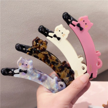 韩国高级感跳跃猫咪醋酸发夹后脑勺竖夹马尾夹向下香蕉夹头饰发饰