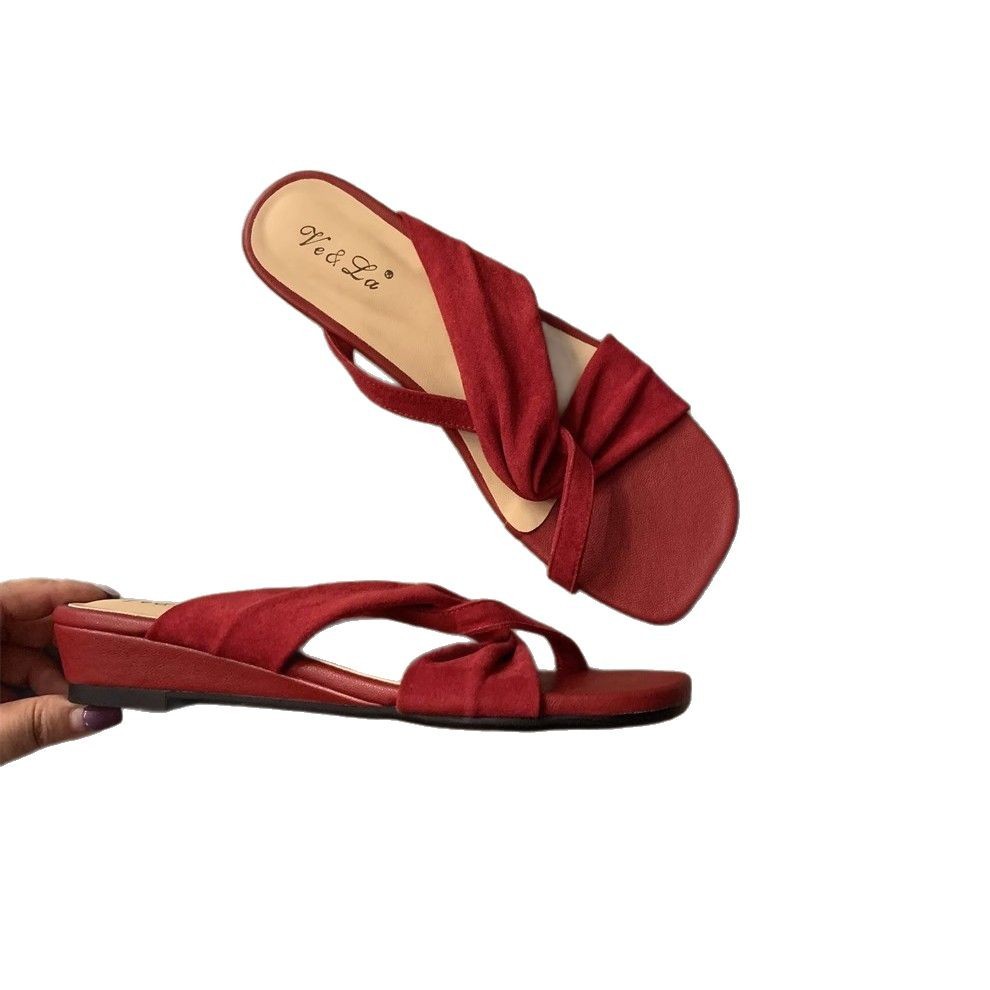 Sandalias y zapatillas de cuña de primavera y verano, sandalias de punta abierta, zapatos de mujer, zapatos de playa de verano, sandalias francesas, tacones altos