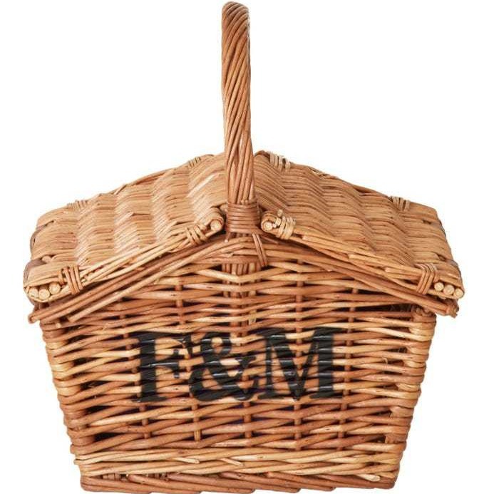 Cesta de picnic de ratán personalizada de comercio exterior Cesta de regalo Cesta de almacenamiento de vino tinto Cesta de compras Cesta de frutas portátil Cesta de picnic de mimbre