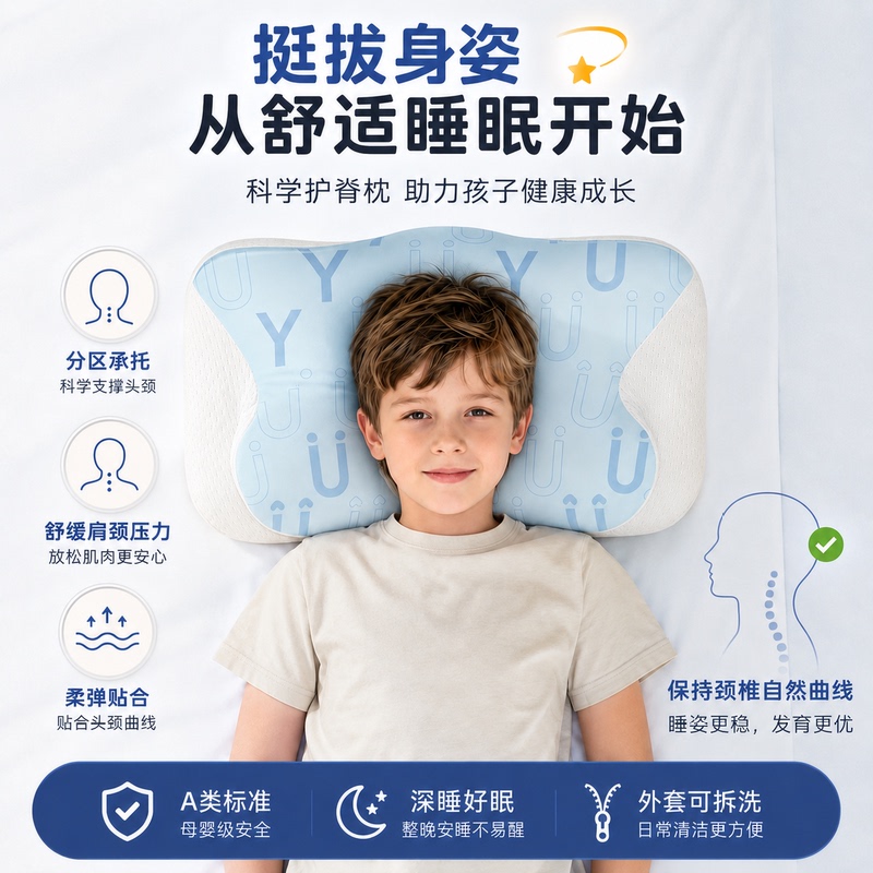 Kaban same style pillow, children's pillow, cloud wing pillow, partitioned, all-season, kindergarten-specific pillow for children aged 1-18, memory foam