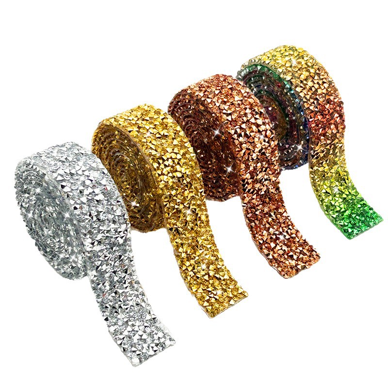 Tiras de diamantes de imitación de resina coloridas transfronterizas, accesorios de bricolaje, tiras de diamantes de imitación autoadhesivas, adornos para ropa, pegatinas de diamantes de imitación, pegatinas de diamantes de imitación para decoración del hogar