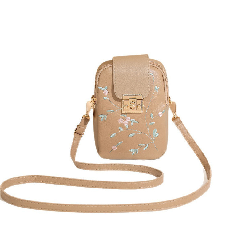 Bolso de mujer 2025 moda casual versátil bordado cierre cremallera bolso de hombro vertical bolso de teléfono móvil mochila image 5