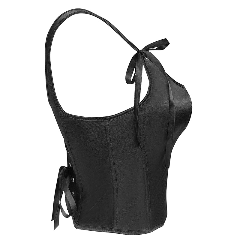 Nuevo comercio electrónico transfronterizo suministro retro chaleco negro de corte correa de pecho camisa de dama correa corset
