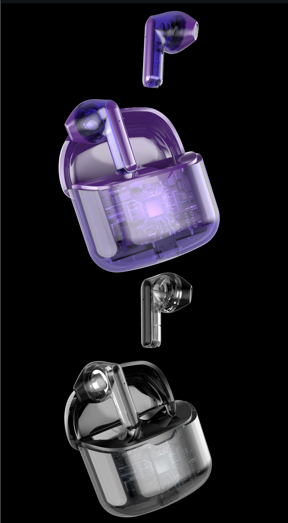 New transparent wireless Bluetooth earbuds 5.3 in-ear TWS sports Bluetooth headphones clearance sale