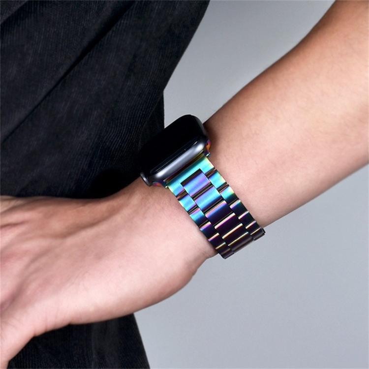 Para Apple Watch38 - 49mm tres cuentas correa de acero inoxidable diseño de hebilla plegable correa de metal de negocios