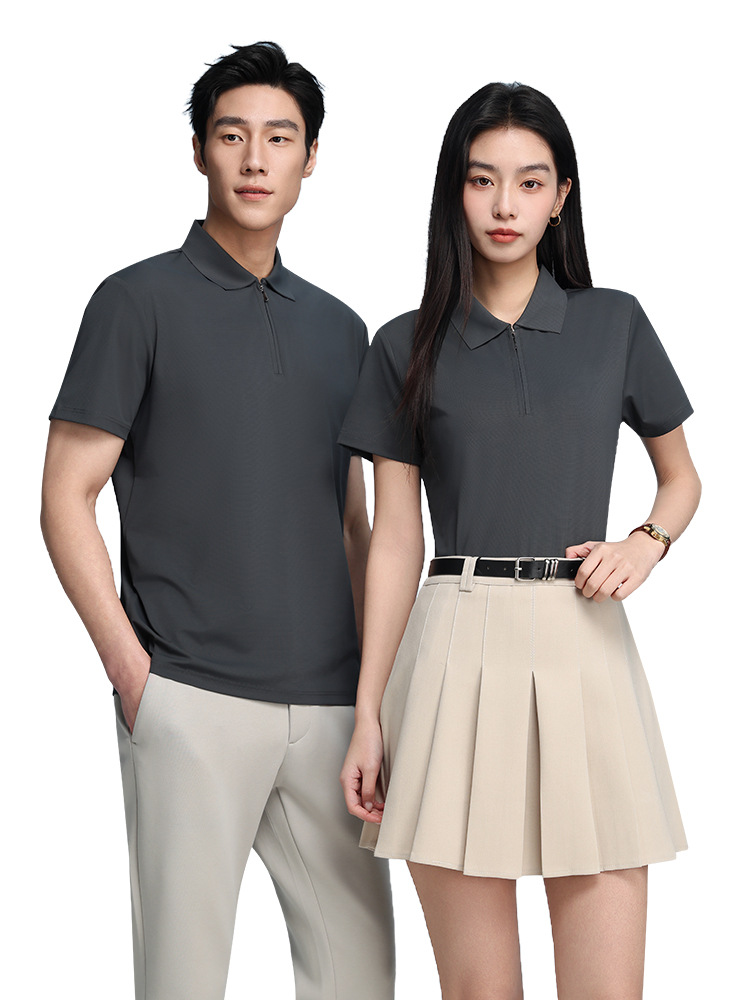 Hombre y mujer de negocios de alta gama ropa de trabajo polo camisetas personalizadas logotipo corporativo camisetas culturales de mangas cortas