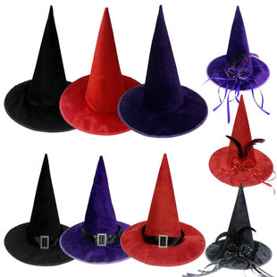 Halloween Pumpkin Hat Witch Cos Comic Show Headdress Hair Accessories Witch Hat Harry Hat Ribbon Women's Hat Hair Accessories