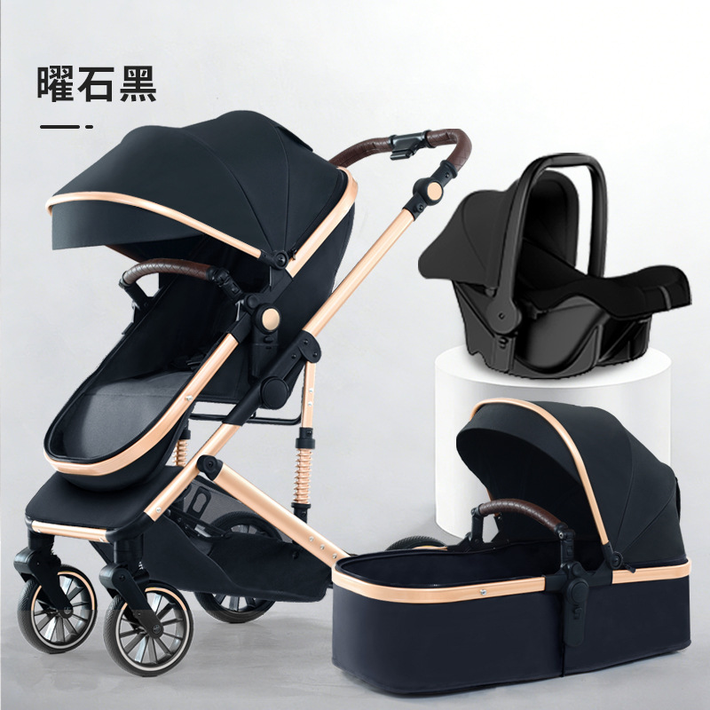 Personalizado alto paisaje cochecito de bebé se puede sentar y acostarse plegable cuatro estaciones cochecito de bebé universal cuatro ruedas antichoque coche bb