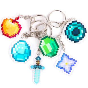 Minecraft acrylic keychain diamond pendant gift cartoon pixel enchanted gold apple diy pendant