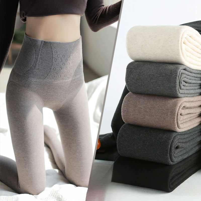 Леггинсы с высокой талией женские внутри и снаружи носить бархатные осенние брюки серые осенние и зимние брюки для живота колготки тощие ноги теплые хлопчатобумажные брюки утолщение