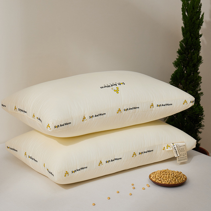 Five-star Hotel Class A Cotton Soybean Protein Pillow Cervical Spine Protection and Sleep Aid Pillow Core Single Household High Whole Head