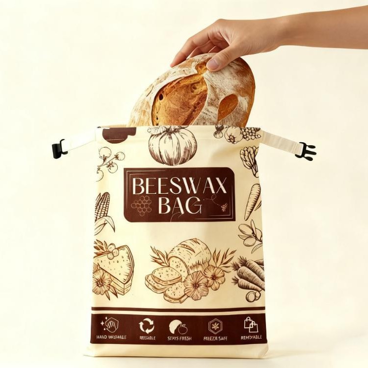 跨境爆款蜂蜡面包袋亚麻棉麻可重复使用保鲜储存袋食品级