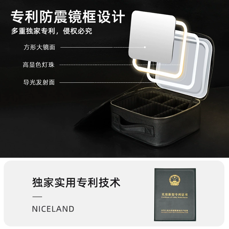 Объемная косметичка с подсветкой, ручным зеркалом, органайзер для путешествий, ящик для хранения