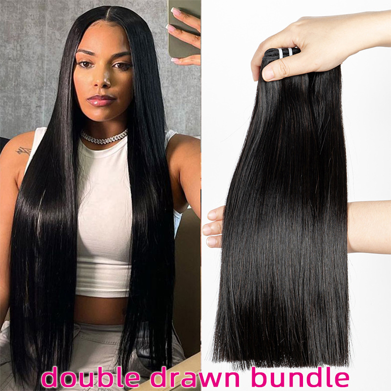 12A One-Step Bonestraight Hair Extension Bundle Double Drawn Wig Human Hair