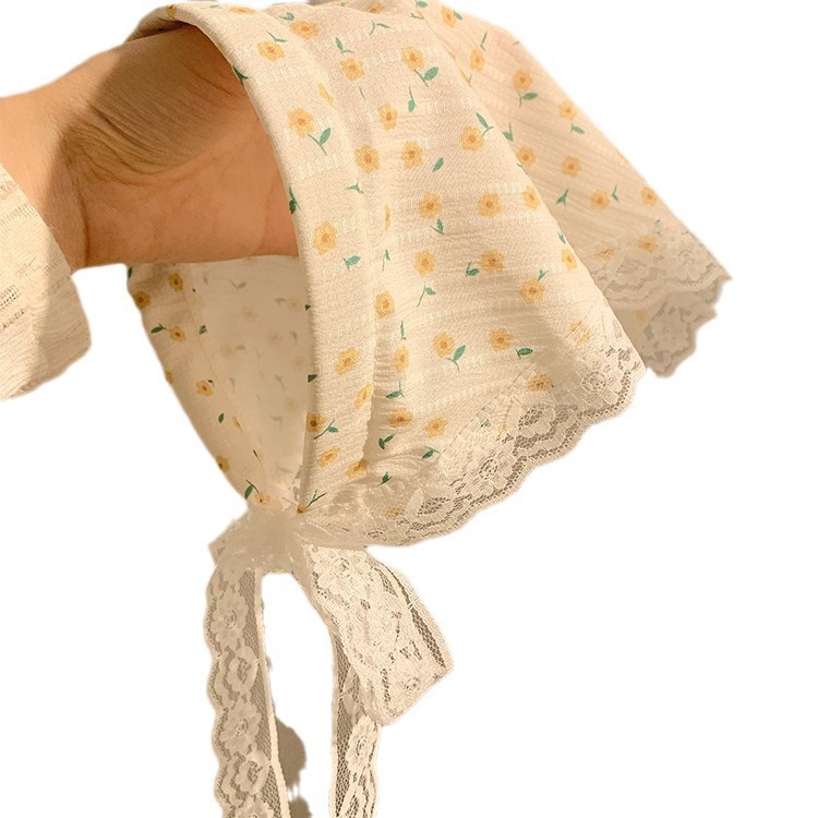 韓国系の新型アンドロメダ風満印レース帯女性のカチューシャが屋外に出て、日焼け止めの三角タオルを作った