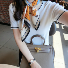 高级感70小方巾丝巾复古极简新款职业领巾缎面印花丝巾女围巾批发