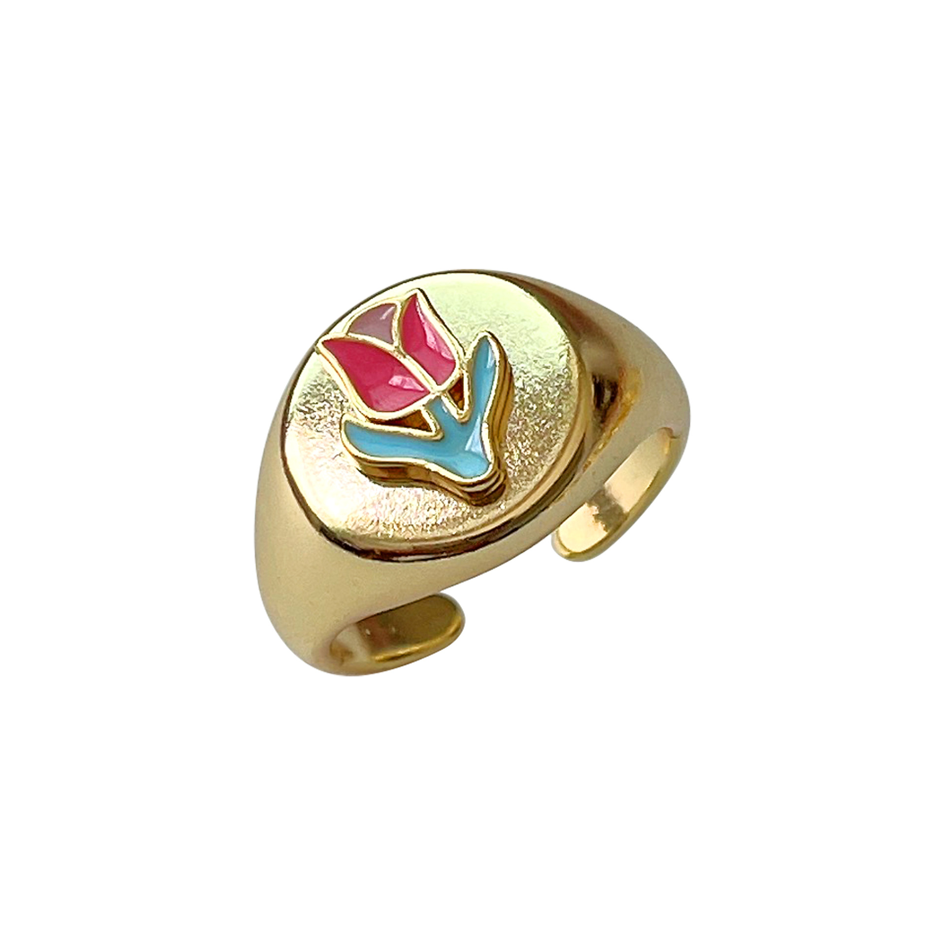 Fashion Flower Copper Enamel Open Ring 1 Piece