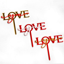 情人节双层love亚克力蛋糕插牌厂家直供 情人节蛋糕插件蛋糕装饰