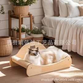 跨境木质猫沙发猫窝家用猫床剑麻猫抓板耐磨不掉屑猫抓垫防猫抓窝