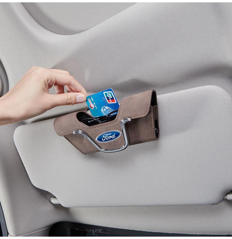 Car sun visor card storage sunglasses box car suede glasses box multi-function in-car universal glasses clip