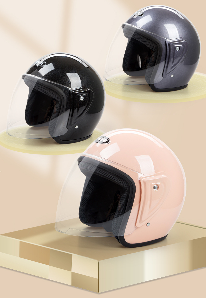 Autumn and Winter Electric Vehicle Helmets, Warm All-Season Motorcycle Half Helmets, Universal Windproof Men's and Women's Safety Helmets, Wholesale Battery Vehicle Helmets