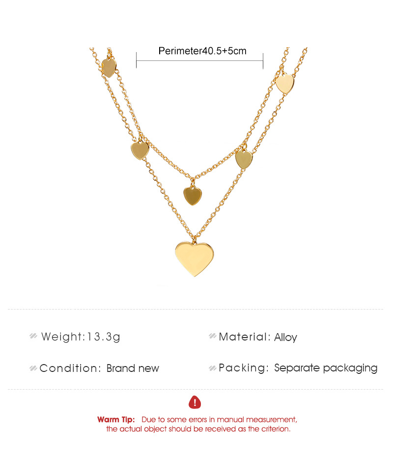 Cross-border New Arrival Multi-layer Love Necklace Sweater Chain European And American Fashion Small Peach Heart Twin Clavicle Chain Double-layer Set Chain For Women display picture 1