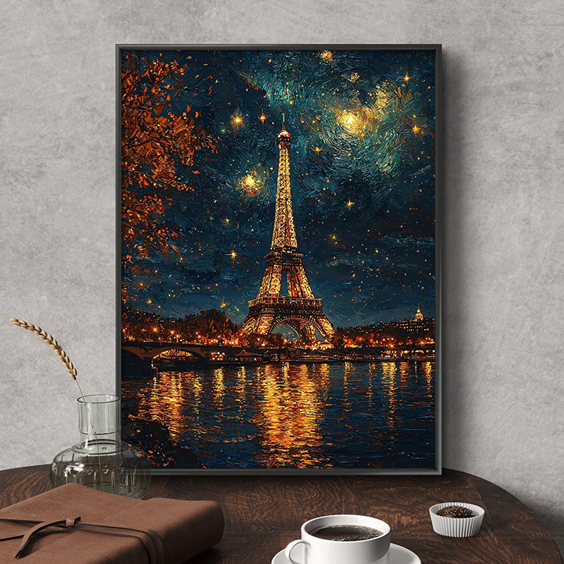 Pintura al óleo digital de estilo antiguo estilo arquitectónico de la dinastía Tang, relleno a mano, relleno de agujero, lámpara acrílica, sala de estar nueva