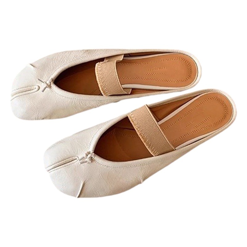 Madre de uva Sra. Yingli ~ Versión de piel de oveja boca baja zapatos de manitas de cerdo con un pie de punta dividida zapatos planos de ballet