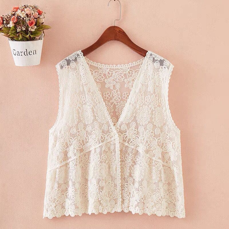 Lace Vest for Women, Outerwear Cardigan, Mesh Sleeveless Shawl Jacket, Vest for Women, Loose Fit for Summer
