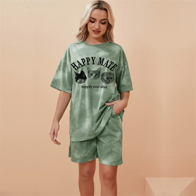 Cross-Border Wholesale Foreign Trade Fashion Salt Two-Piece Set Petite Internet Celebrity Sportswear Suit Women's Cotton Casual Short-Sleeved Short Cross-Border Wholesale Foreign Trade Fashion Salt Two-Piece Set Petite Internet Celebrity Sportswear Suit Women's Cotton Casual Short-Sleeved Short