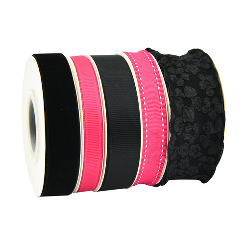 UG73 Floyd Bouquet Ribbon Rose Red Rose Packaging Ribbon Black Cake Decoration Ribbon Gift Box Butterfly