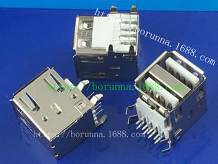 USB-A母A型 双层 USB-A母接口USB插座USB座母 双层母座 直脚弯脚-阿里巴巴