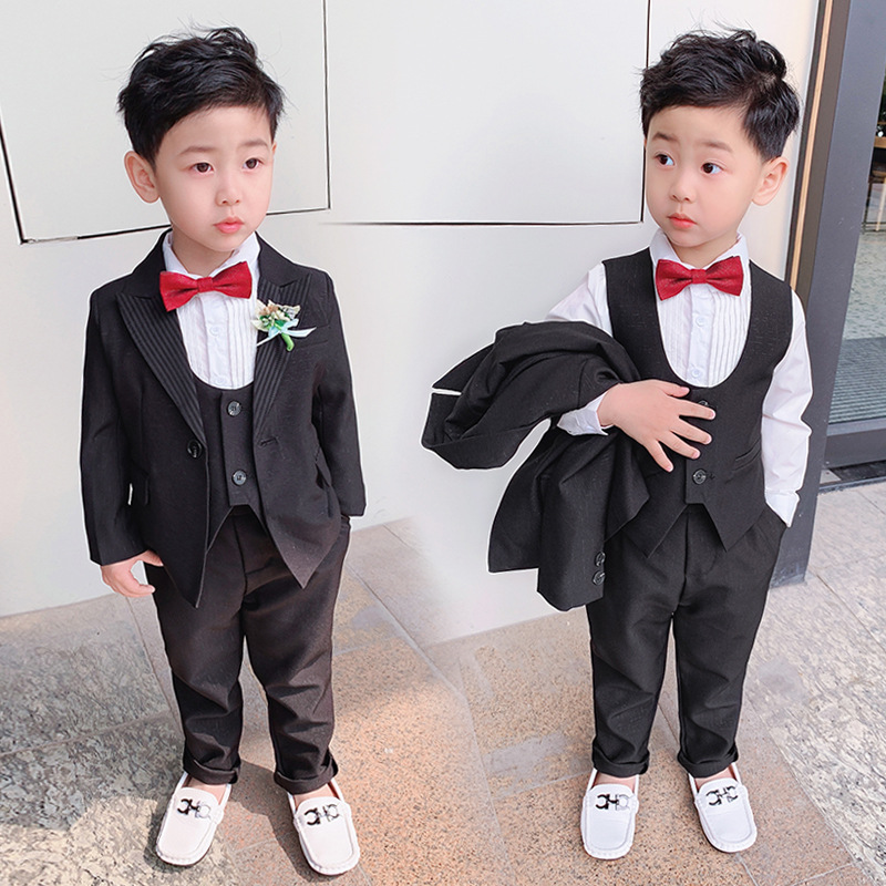 童装西装套装2021春季新款男童陈wei霆同款西服外套裤子马甲3件套|ru