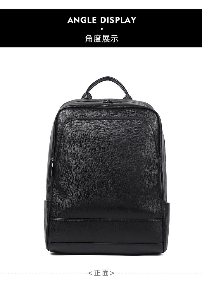 Ba lô nam da bò lớp đầu tiên đơn giản, túi đựng laptop đi học đi làm du lịch 42×32×12 cm — Màu đen chi tiết 12