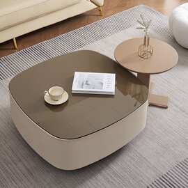 意式轻奢岩板奶油现代极简客厅家用小户型组合茶几新款边几网红款