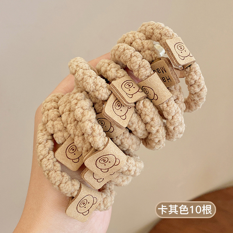 Linda y moderna cabeza de bola de felpa intestino delgado anillo para el cabello tocado banda de goma simple cabeza de mujer cuerda de cabeza duradera de alta elasticidad