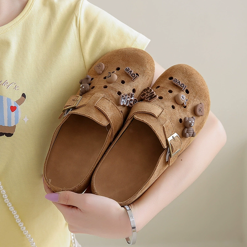 Повседневная обувь Birkenn Женское лето 2025 Новый Баотоу тапочки ретро дикий без каблуков и полубуксировки Y01