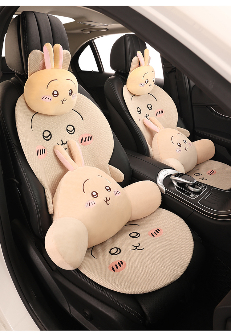 Car seat cushion made of linen, Usagi, Chiikawa, Hachiware, suitable for all seasons, cute cartoon design for girls