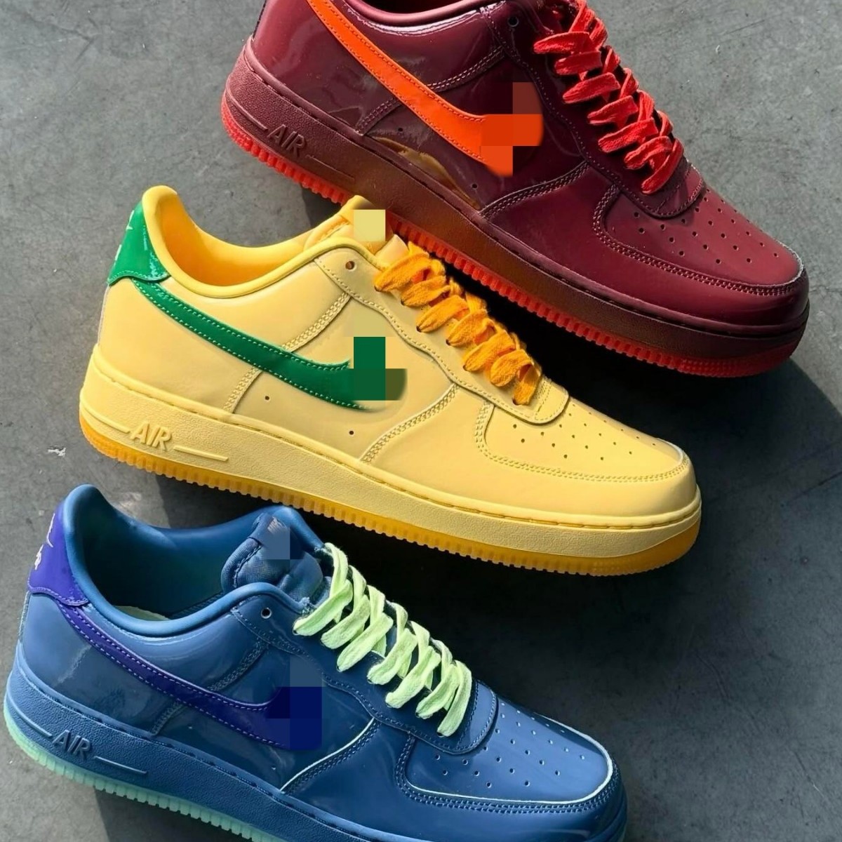 Cross-border high quality Putian shoes AF1 Air Force One sneakers for men in patent leather candy blue