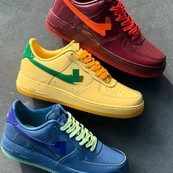 Cross-border high quality Putian shoes AF1 Air Force One sneakers for men in patent leather candy blue